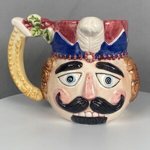 Vintage Nutcracker Christmas Coffee Mug Hand Painted Ceramic 20 Oz 1996 NOS